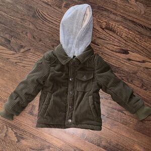 Urban Republic Dark Green Corduroy Jacket with Gray Hood